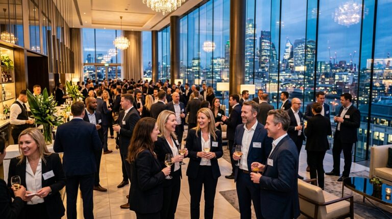 Modern luxury corporate event setup in a high-end Perth city venue